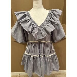 Sofie The Label Blue Mini Babydoll V Neck Party Dress Size S